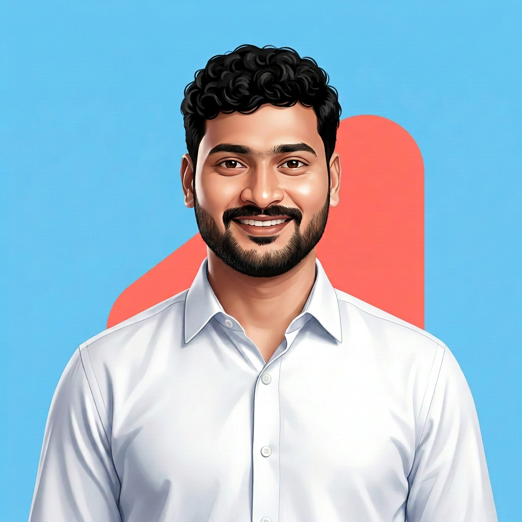 Illustrated front-facing portrait of Viswanadh Panduri